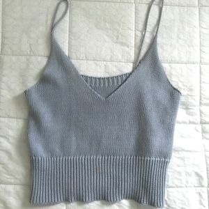 John Galt cropped light blue tank, ribbed material, fits small to medium
